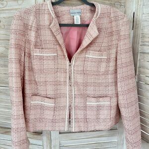 Jaclyn Smith Tweed Blazer Coat Pink Size Large/14